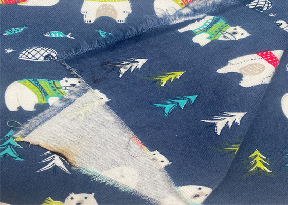 Cotton Bear Print Flannel Flame Retardant Fabric Supports Customization