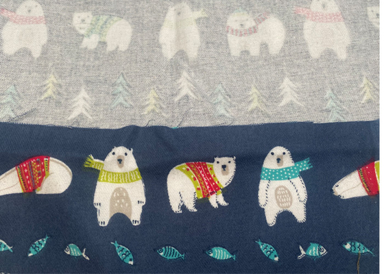Cotton Bear Print Flannel Flame Retardant Fabric Supports Customization