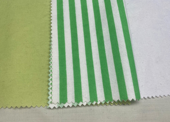 Medium Weight Green And White Cotton Flannel Fabric Striped Design