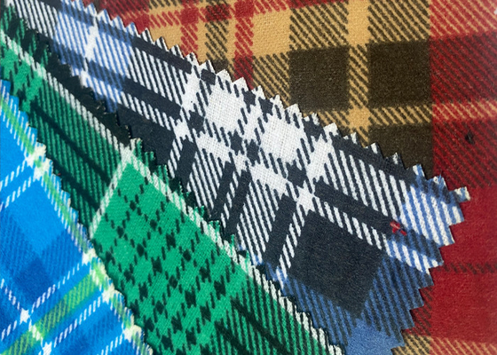 Woven Plaid Brushed Cotton Flannel Fabric Custom Printed