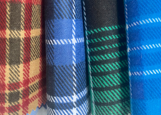 Woven Plaid Brushed Cotton Flannel Fabric Custom Printed