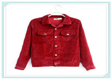 100% Cotton Red Color Wide Wale Corduroy Fabric For Jacket , Eco Friendly