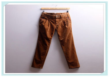 Yellow Color Male Trousers Soft Corduroy Fabric Water Repellent Plain Dyed