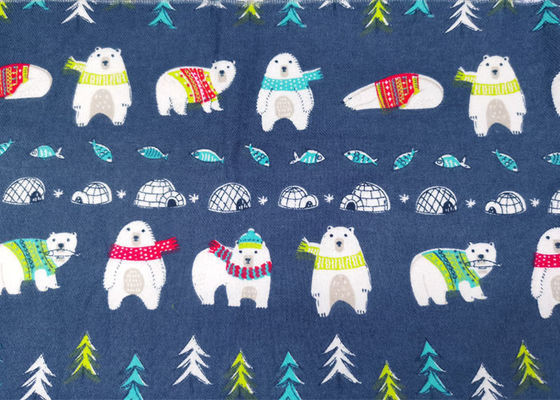 White 100% Cotton Flannel Fabric Print For Bedding And Cover