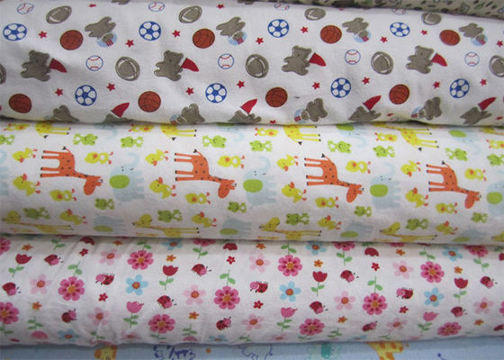Pure Organic Cotton Flannel Fabric For Pajama Cartoon Double Brushed And Printed