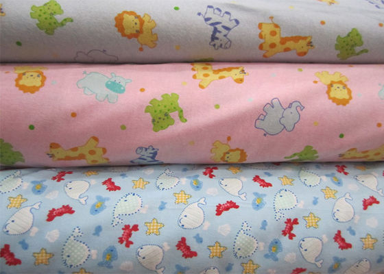 Pure Organic Cotton Flannel Fabric For Pajama Cartoon Double Brushed And Printed