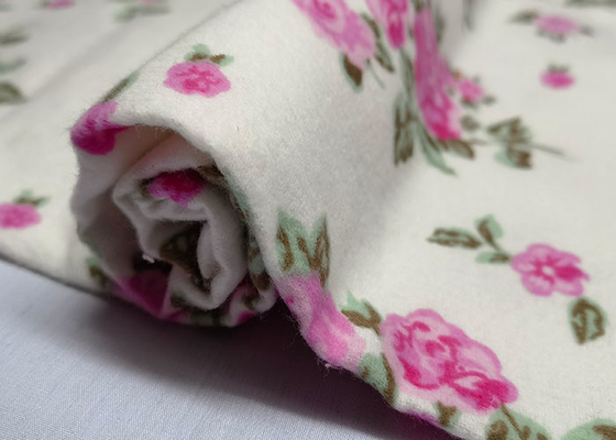 C20*10 40*42 Cotton Flannel Cloth Bleached White Printed Flannel Fabric